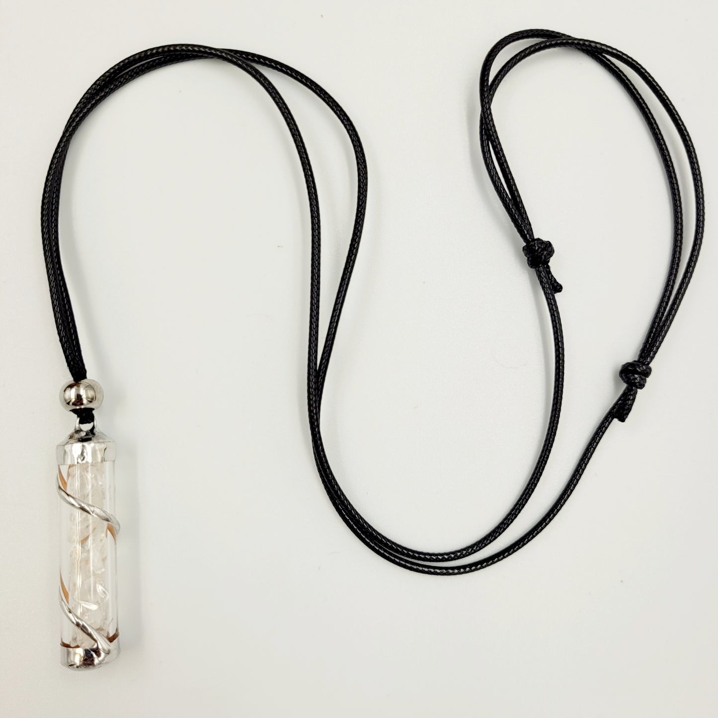 Clear Quartz Crystal Filled Tube Necklace