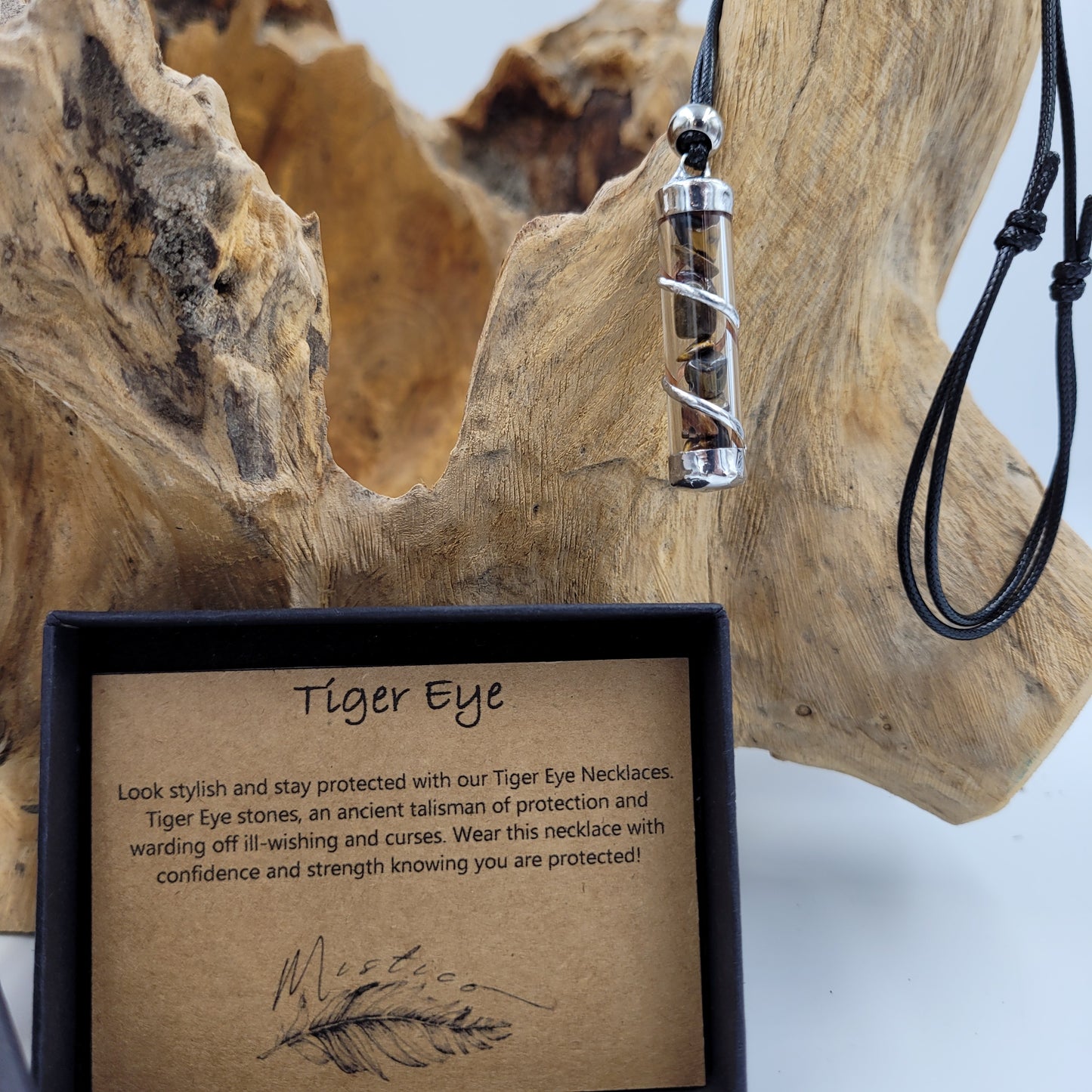 Tiger Eye Crystal Filled Tube Necklace