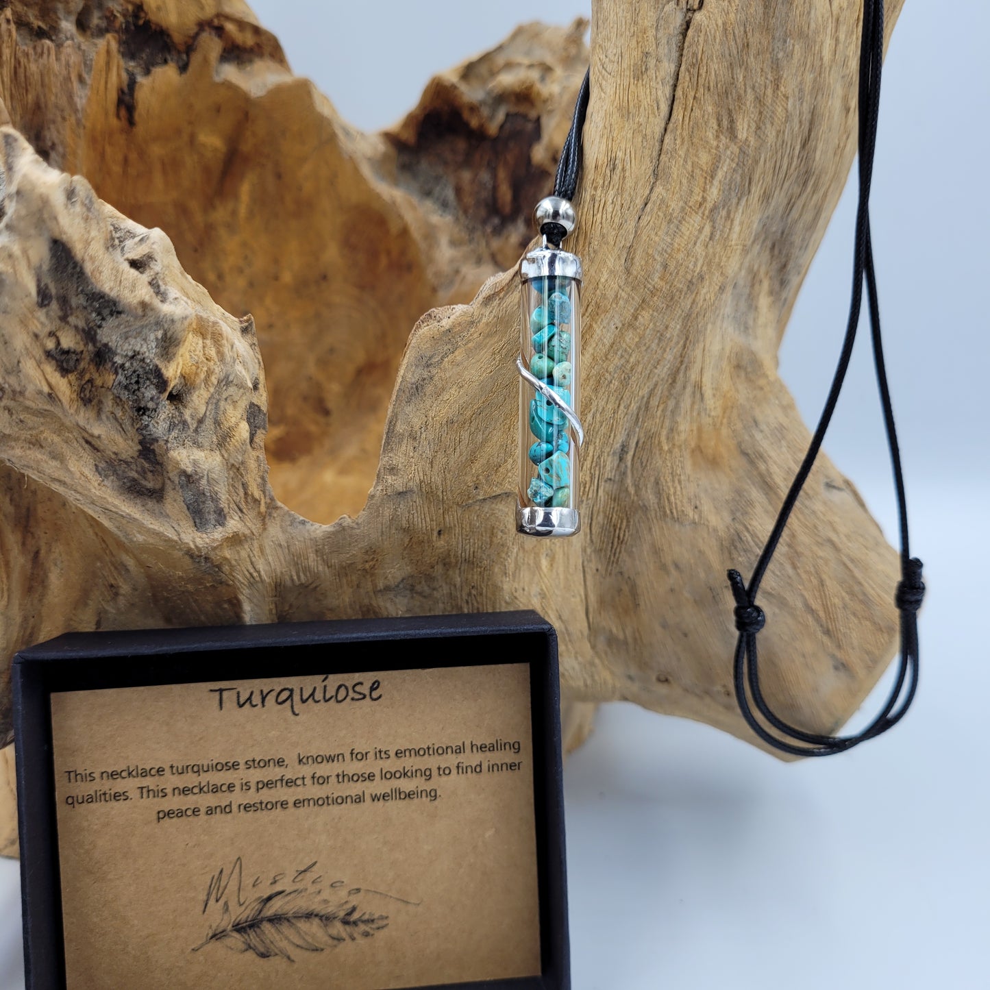 Turquoise Crystal Filled Tube Necklace