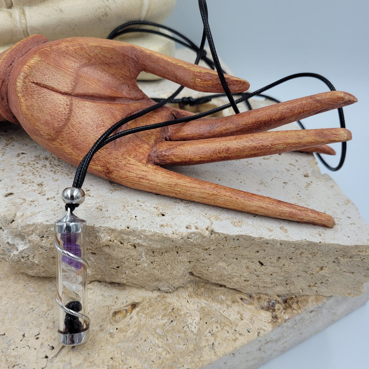 Protection Crystal Filled Tube Necklace