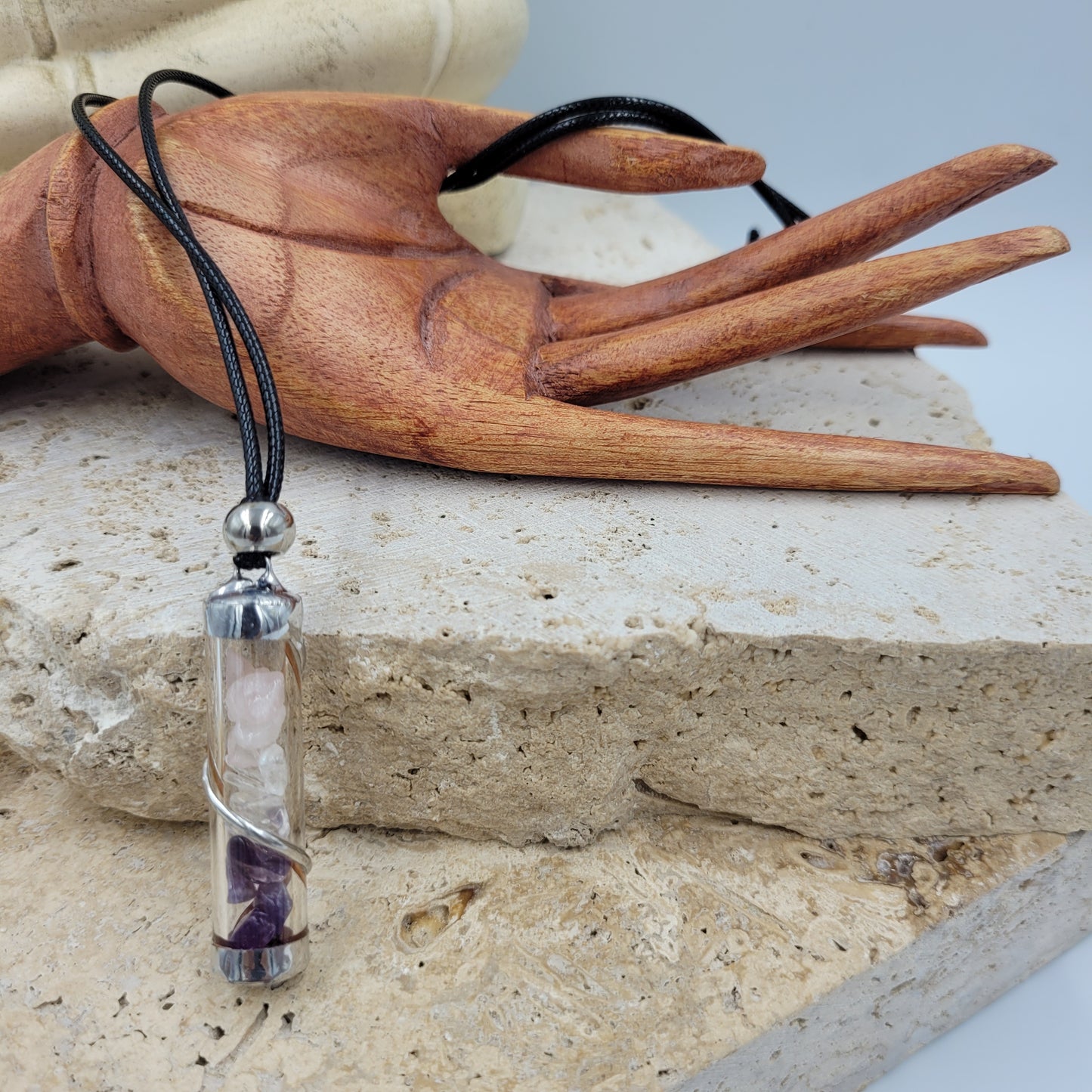 Love Crystal Filled Tube Necklace