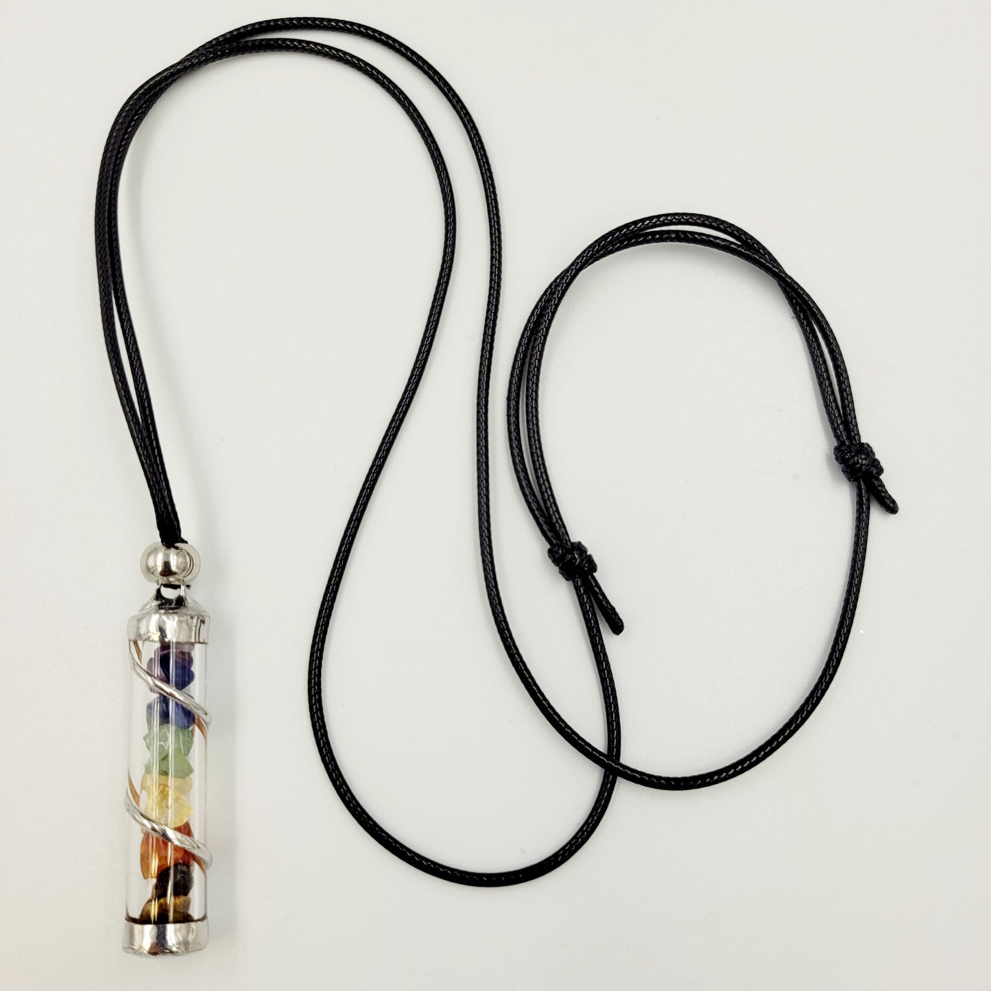 Chakra Balance Crystal Filled Tube Necklace