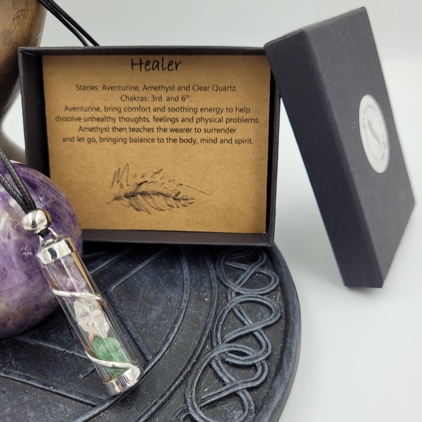 Healer Crystal Filled Tube Necklace