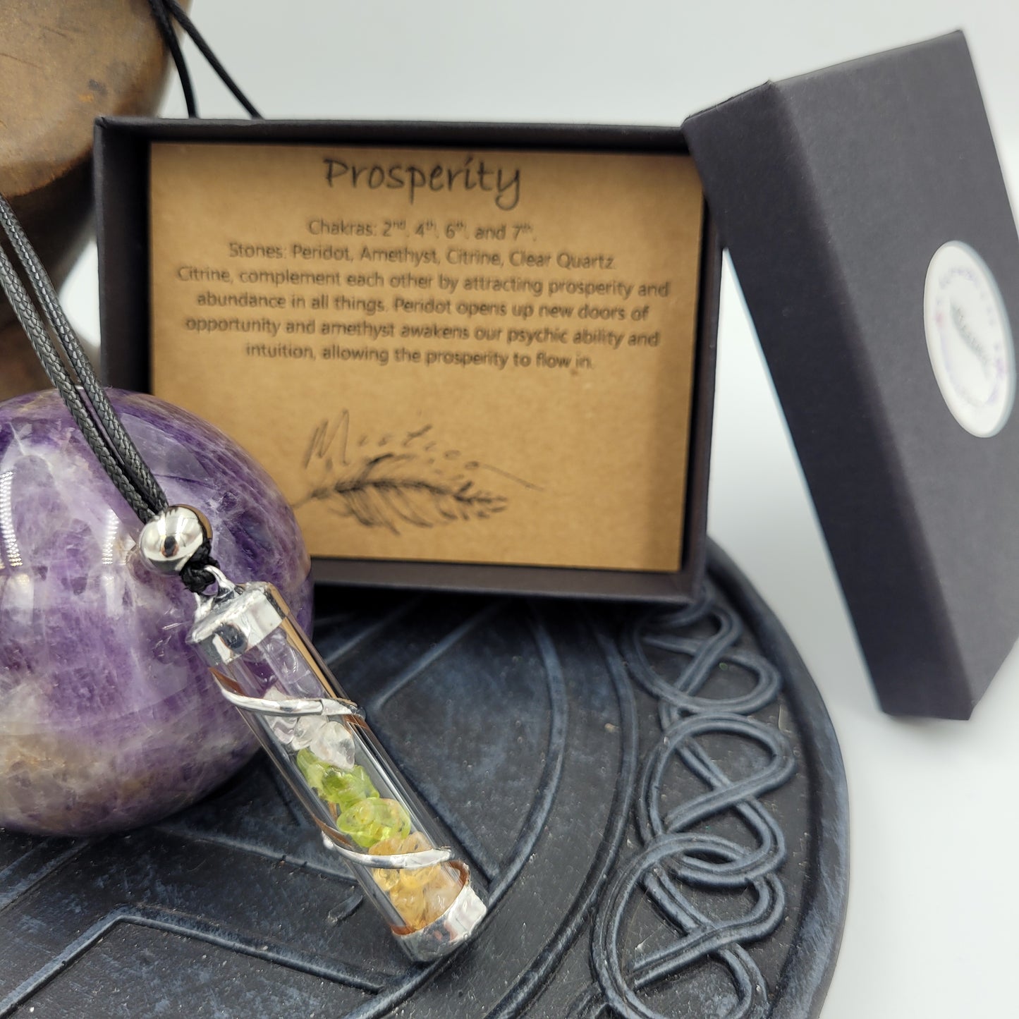 Prosperity Crystal Filled Tube Necklace