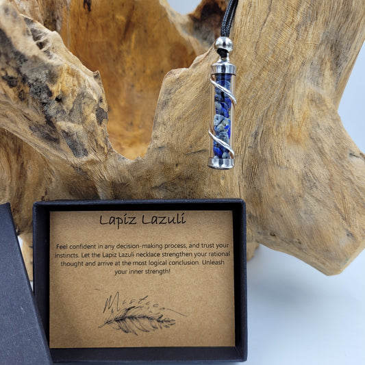 Lapiz Lazuli Crystal Filled Tube Necklace