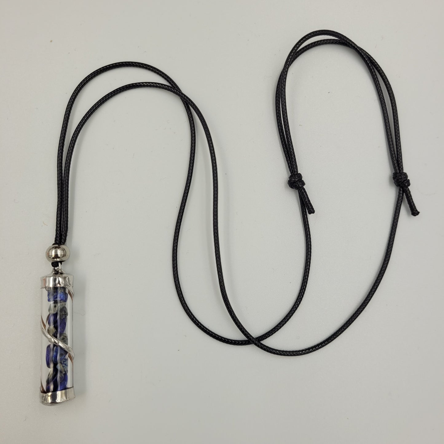 Lapiz Lazuli Crystal Filled Tube Necklace