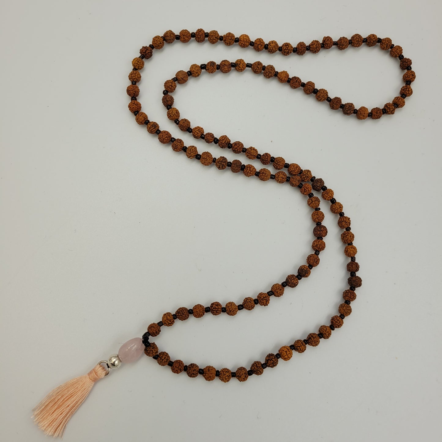 Rudraksha Beads / Rose Quartz Necklace