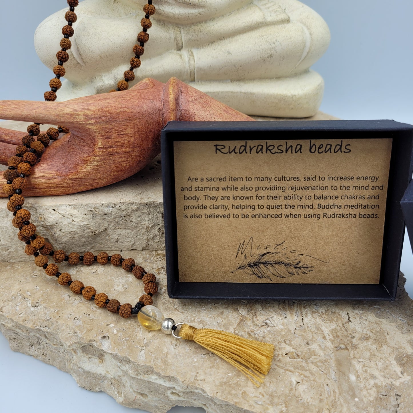 Rudraksha Beads/ Citrine Necklace