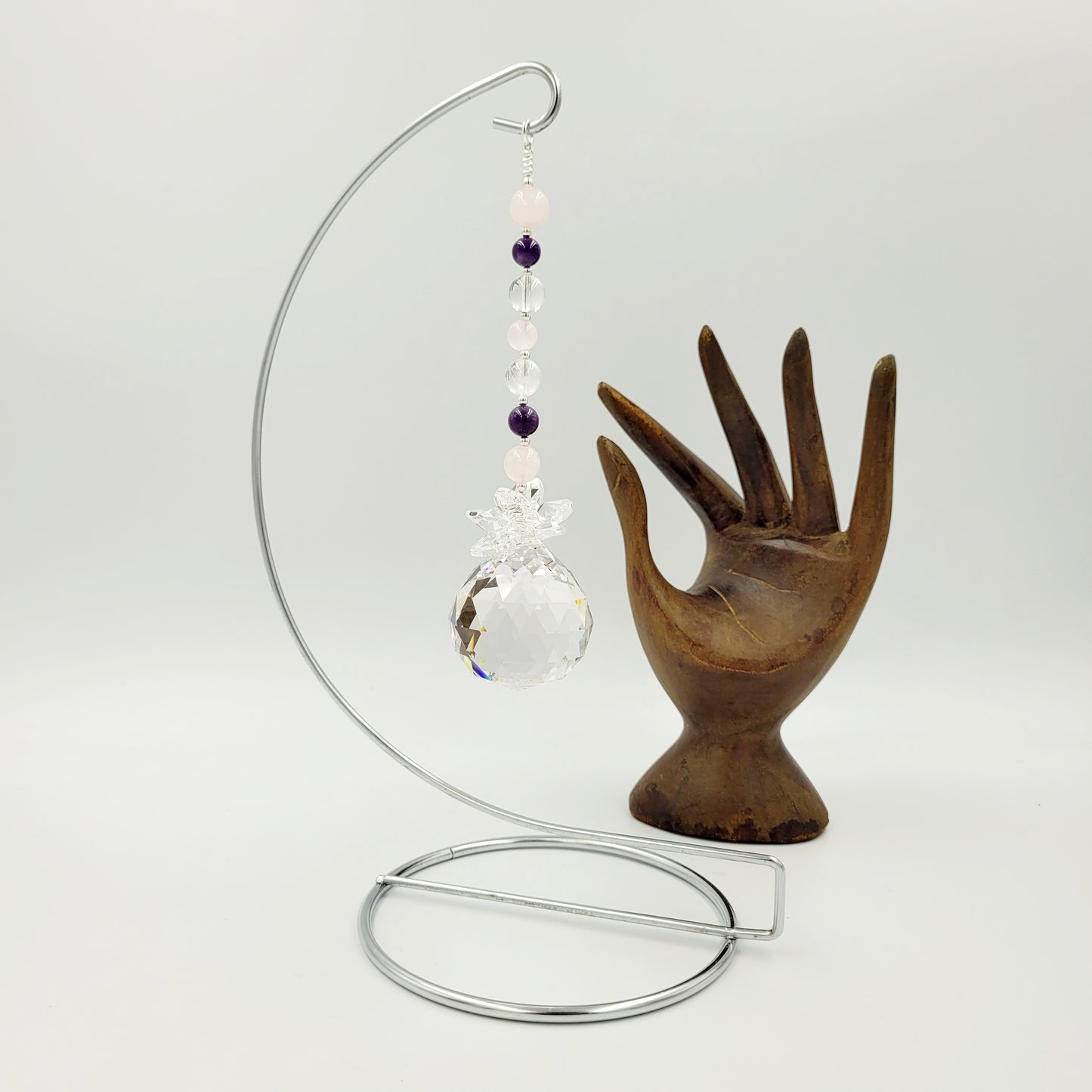 Love Chakra Crystal Suncatcher with Stand