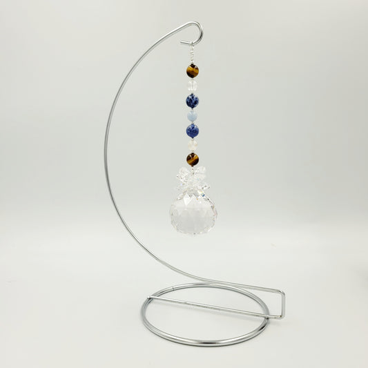 Clarity Chakra Crystal Suncatcher with Stand