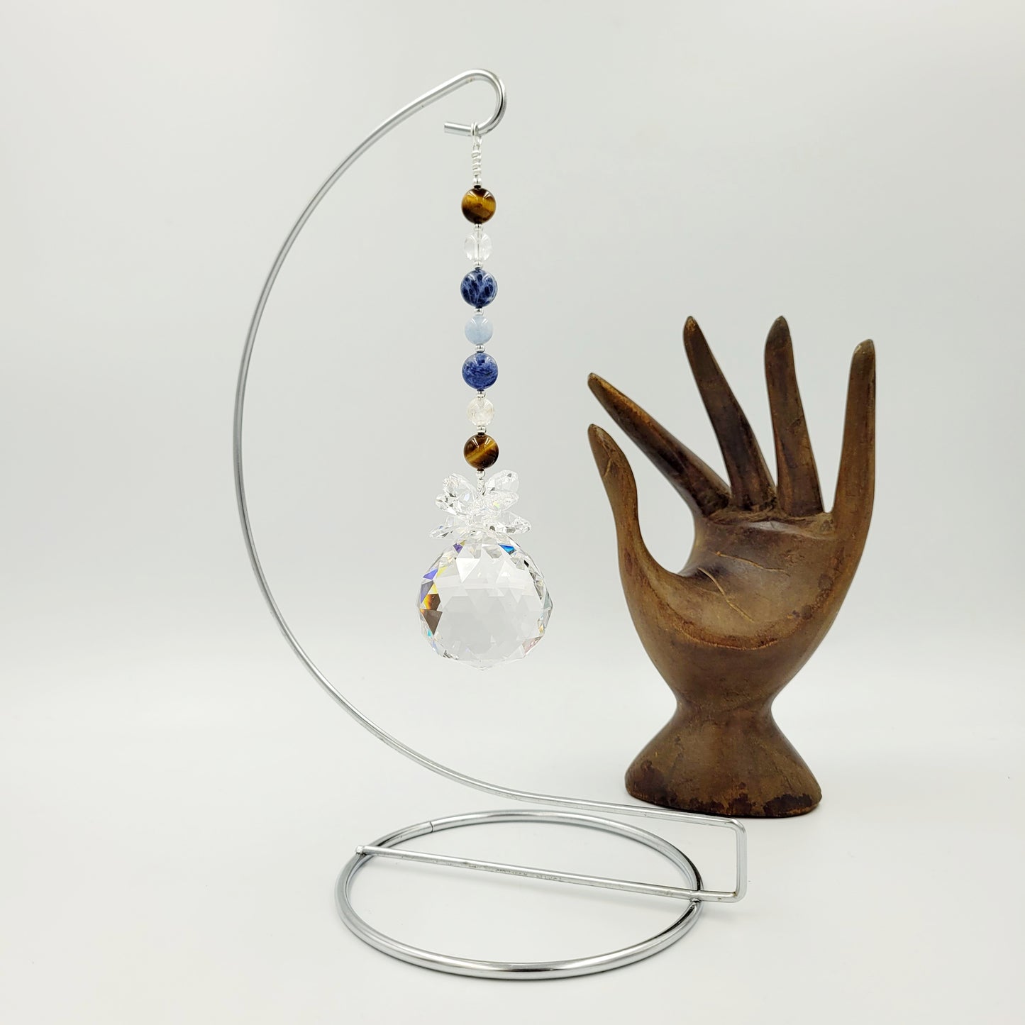 Clarity Chakra Crystal Suncatcher with Stand