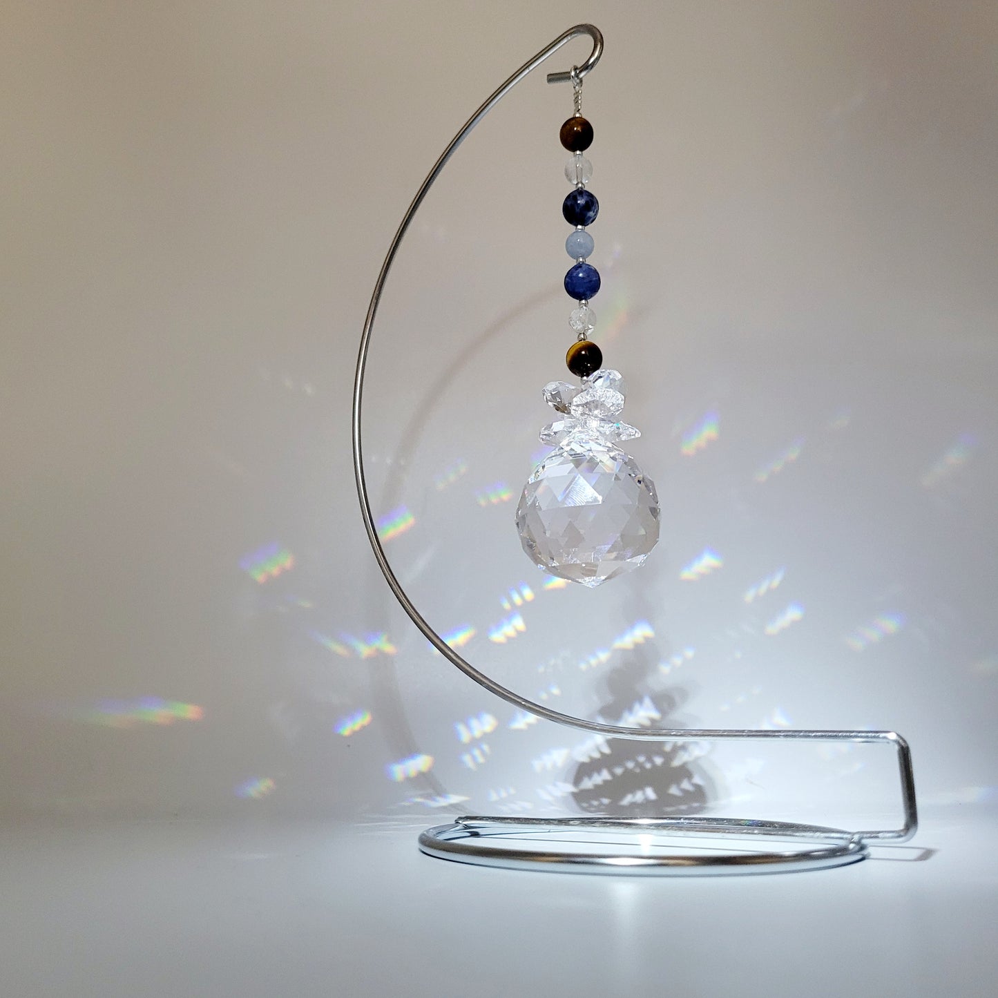 Clarity Chakra Crystal Suncatcher with Stand