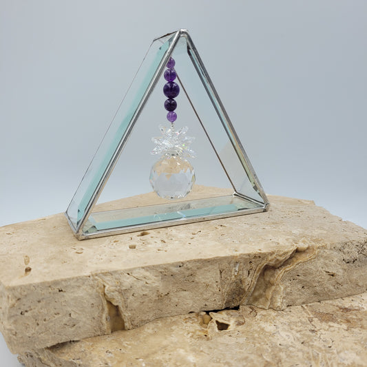Triangle Cluster Crysal Sphere - Amethyst