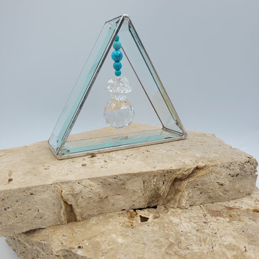 Triangle Cluser Crystal Sphere - Turquoise
