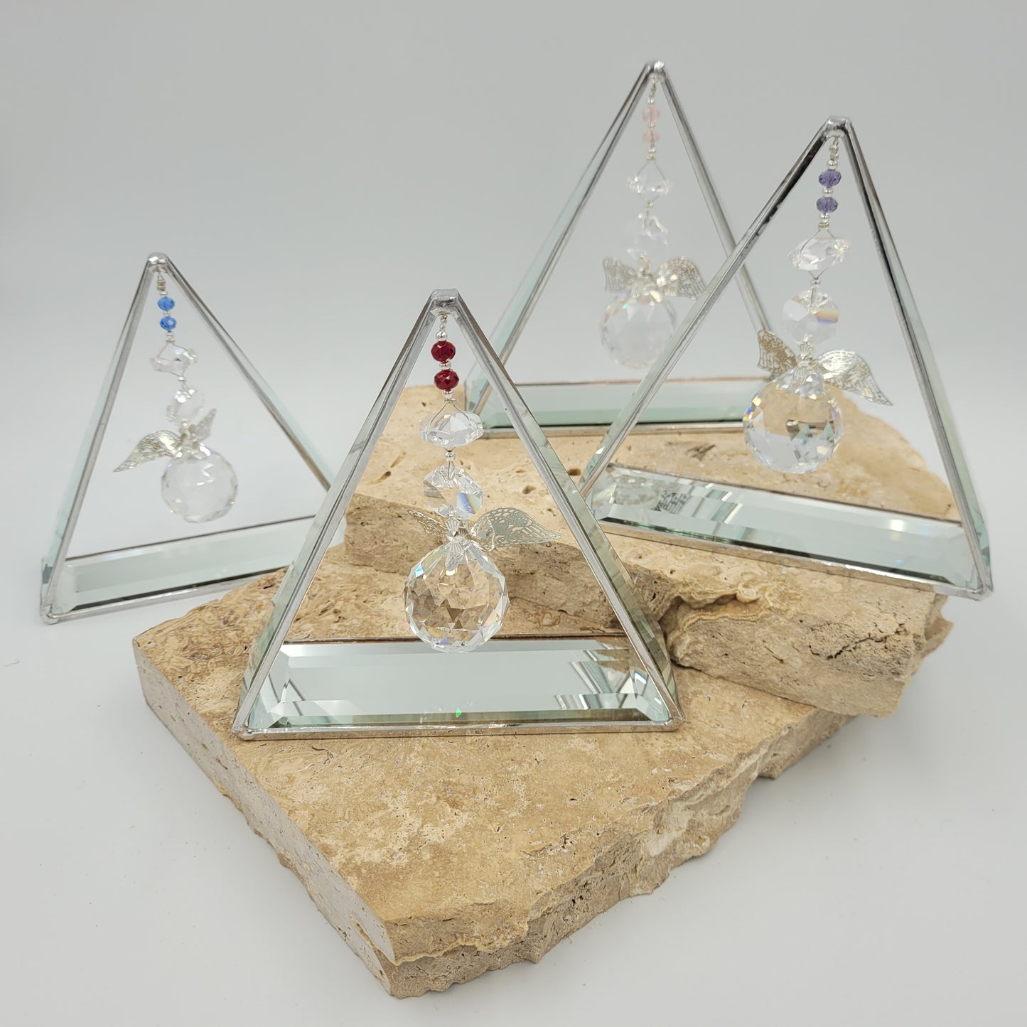 Angel Triangle Bevel Glass - Red Crystal