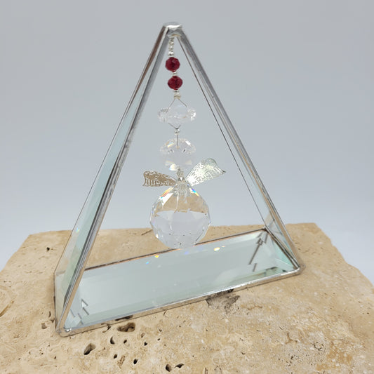 Angel Triangle Bevel Glass - Red Crystal