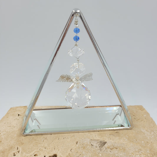 Angel Triangle Bevel Glass - Clear Blue Crystal
