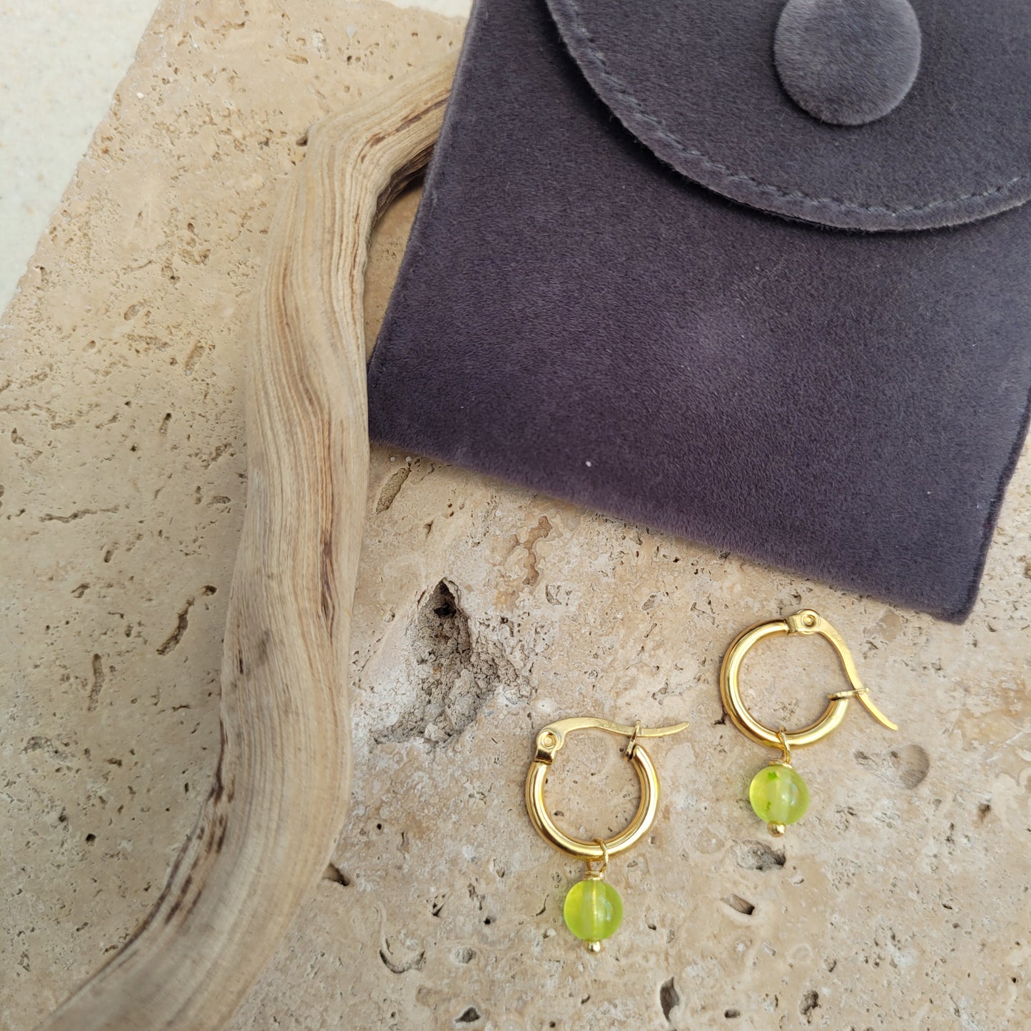 Peridot Stone 18K Gold Plated Earring