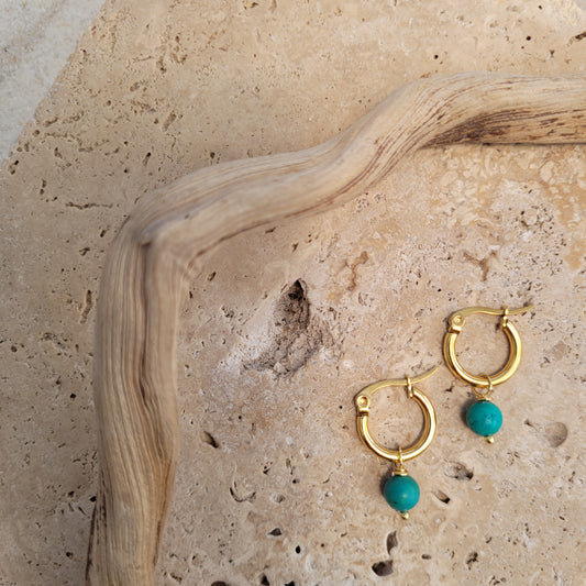 Turquoise  Stone 18K Gold Plated Earring