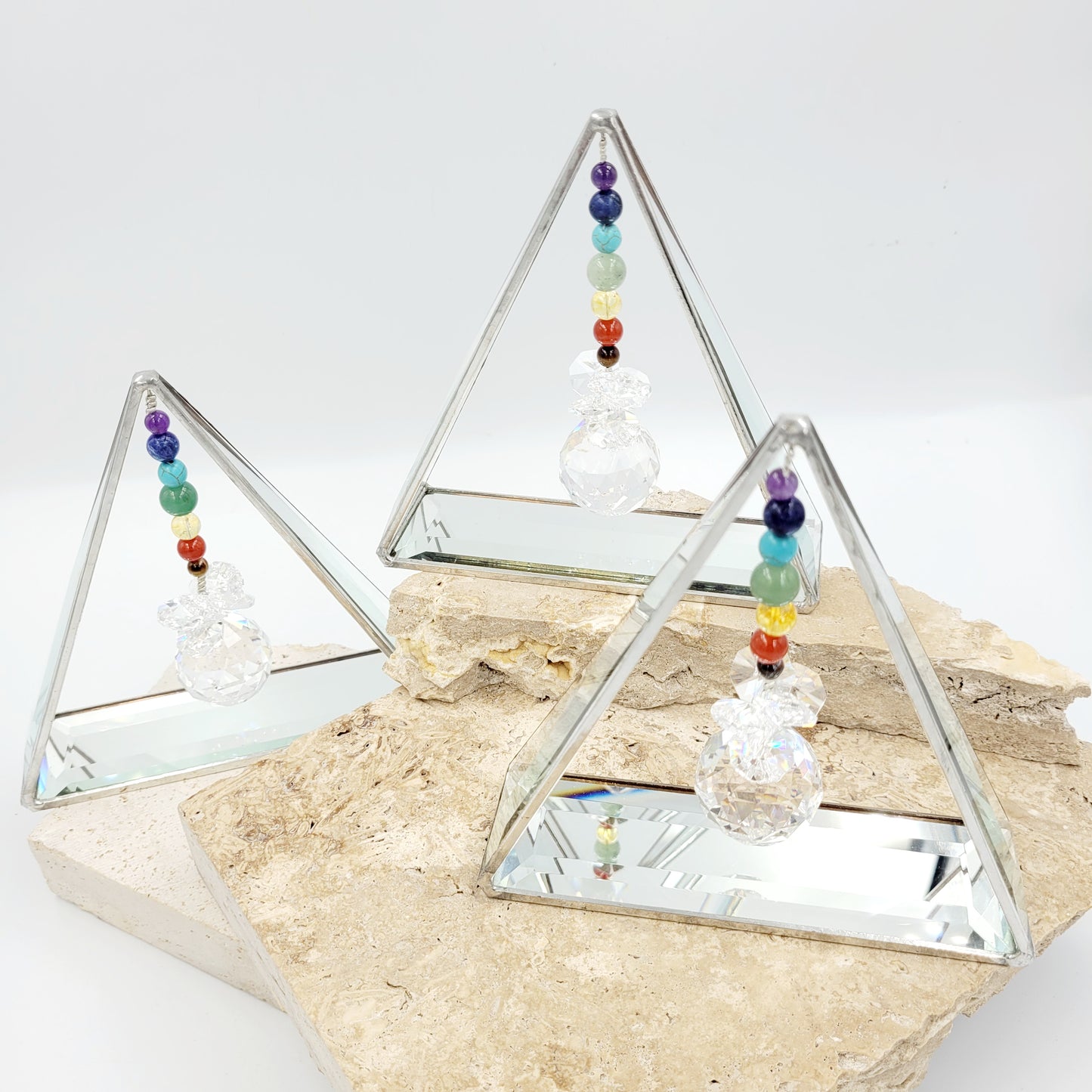 Triangle Bevel Glass Chakra Balance Crystal