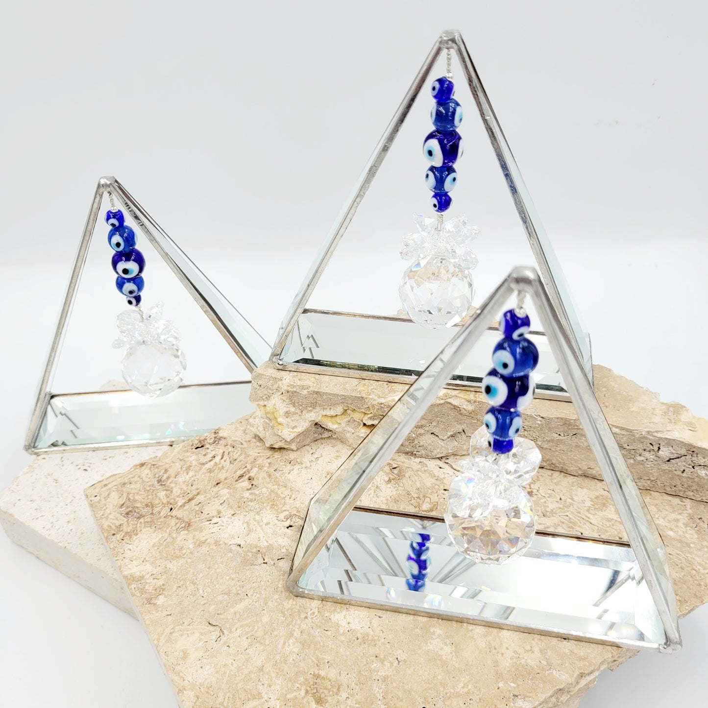 Triangle Bevel Glass Evil Eye Crystal