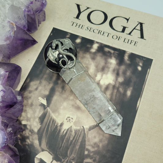 Exclusive Wand- Dragon ( Obsidian/Clear Quartz)