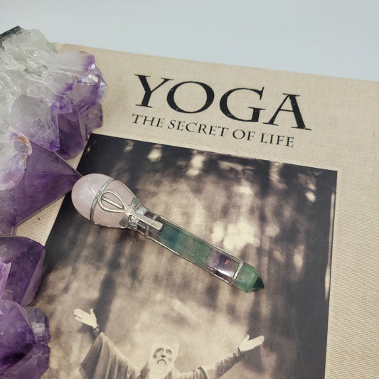 Exclusive Wand - Ankh ( Rose Quartz/ Flourite)