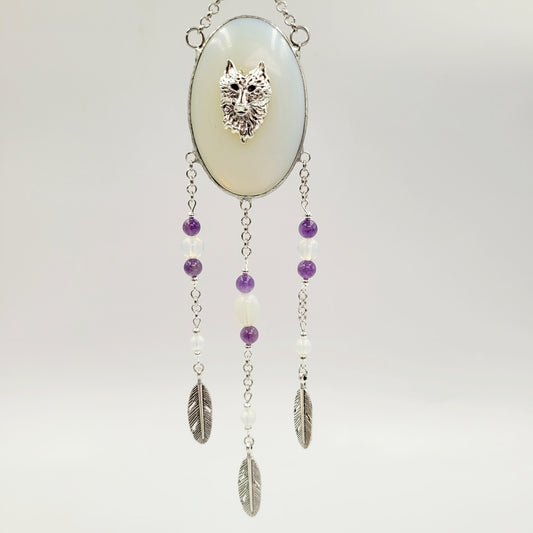 Opalite Hanging Oval / Wolf