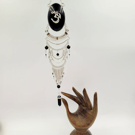 Obsidian Hanging Oval / Om