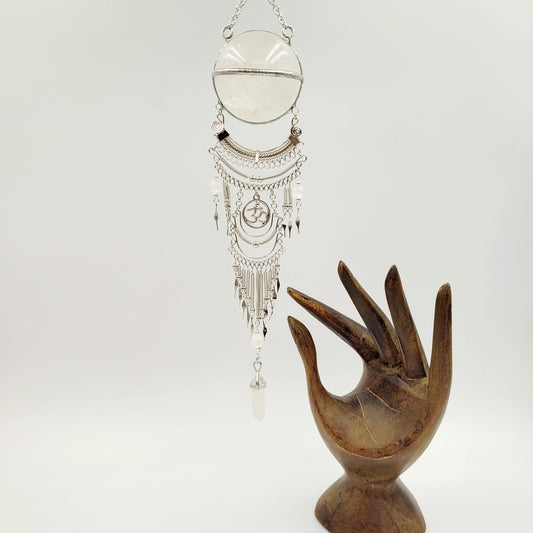 Clear Quartz Hanging Sphere /Om