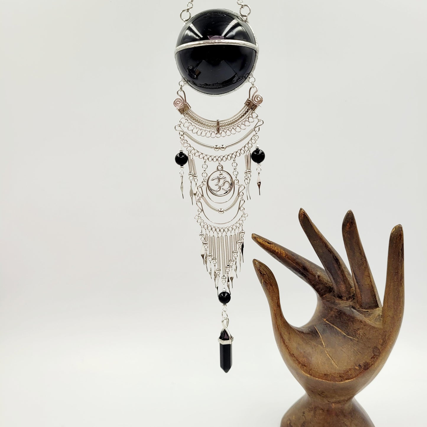 Obsidian Hanging Sphere /Om