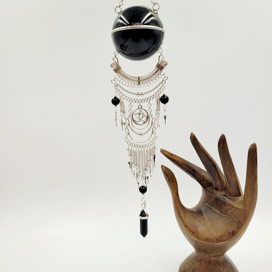 Obsidian Hanging Sphere /Om