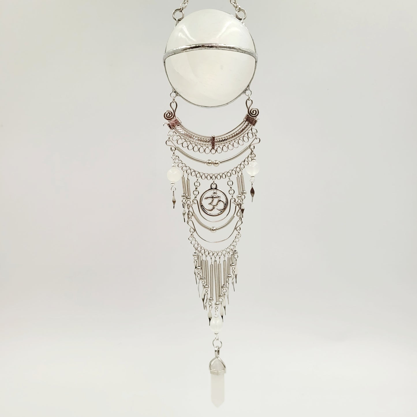 Selenite Hanging Sphere/ Om