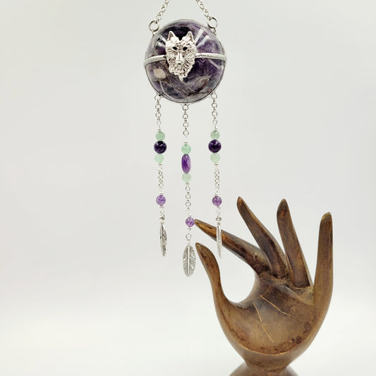 Amethyst Hanging Sphere / Wolf