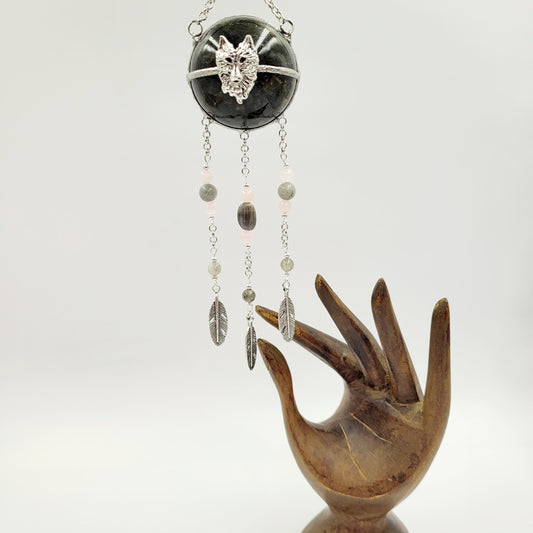 Labradorite Hanging Sphere /Wolf