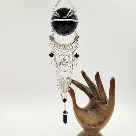 Obsidian Hanging Sphere / Pentagram