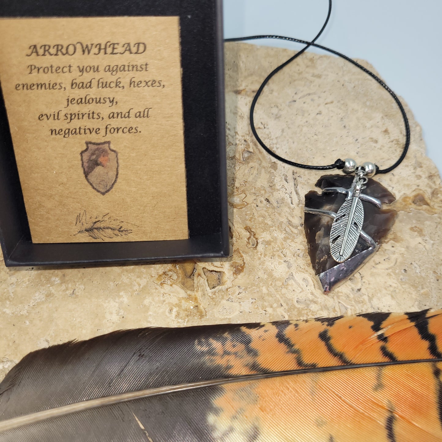 Black Jasper Pewter Arrowhead Necklace