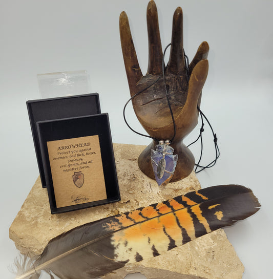 Opalite Pewter Arrowhead Necklace