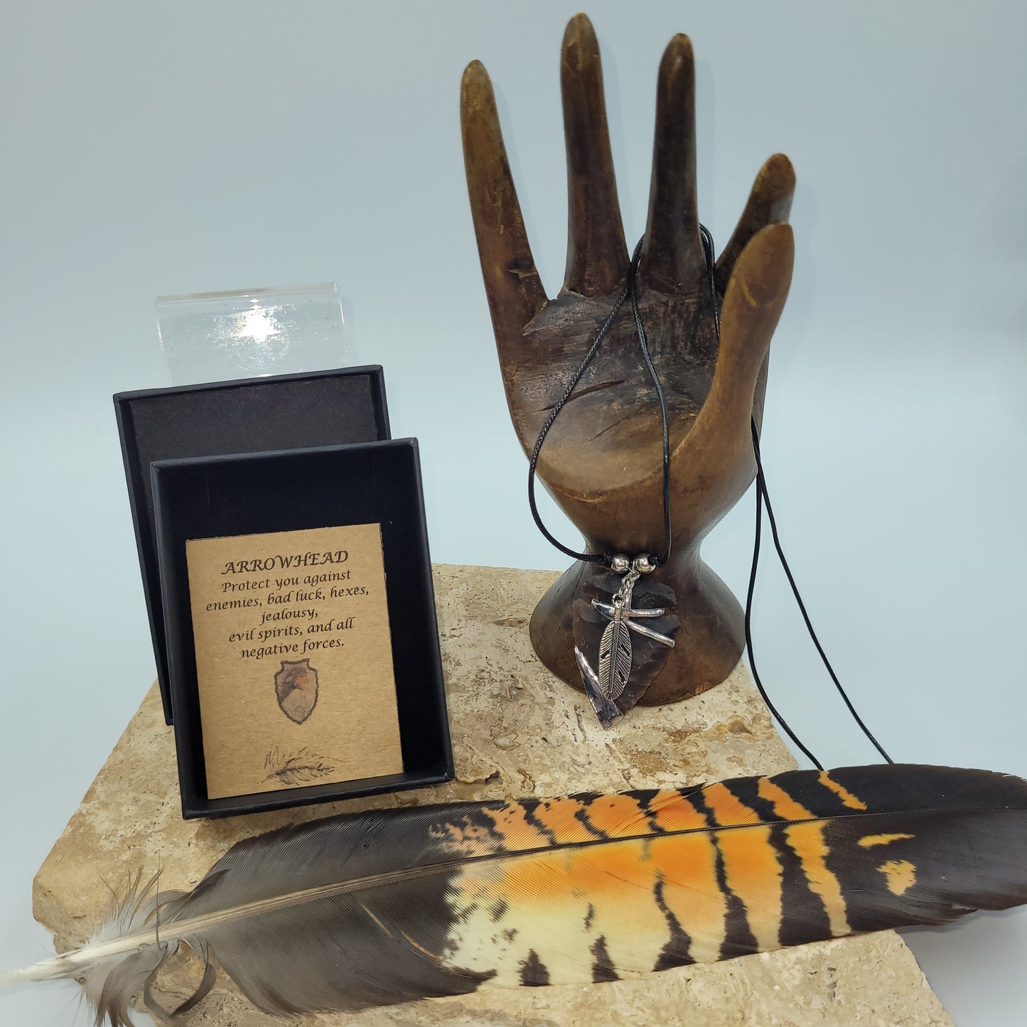 Black Jasper Pewter Arrowhead Necklace