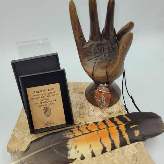 Carnelian Pewter Arrowhead Necklace