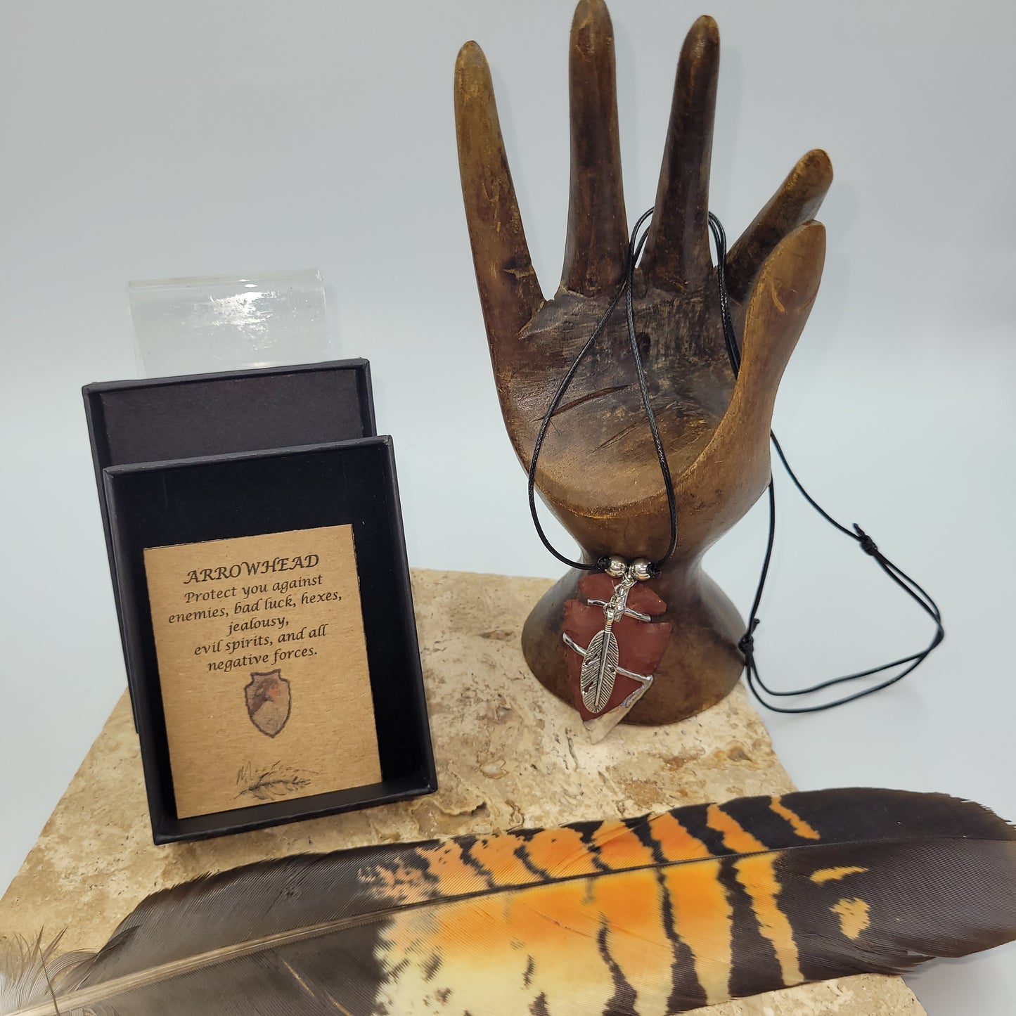 Red Jasper Pewter Arrowhead Necklace