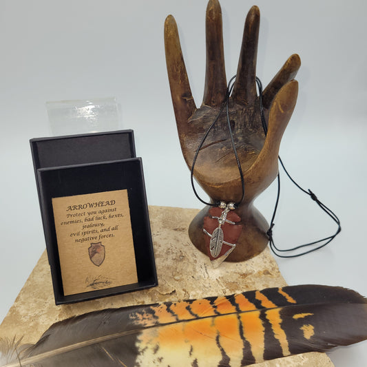 Red Jasper Pewter Arrowhead Necklace