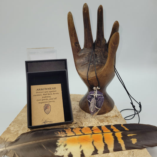 Amethyst Pewter Arrowhead Necklace