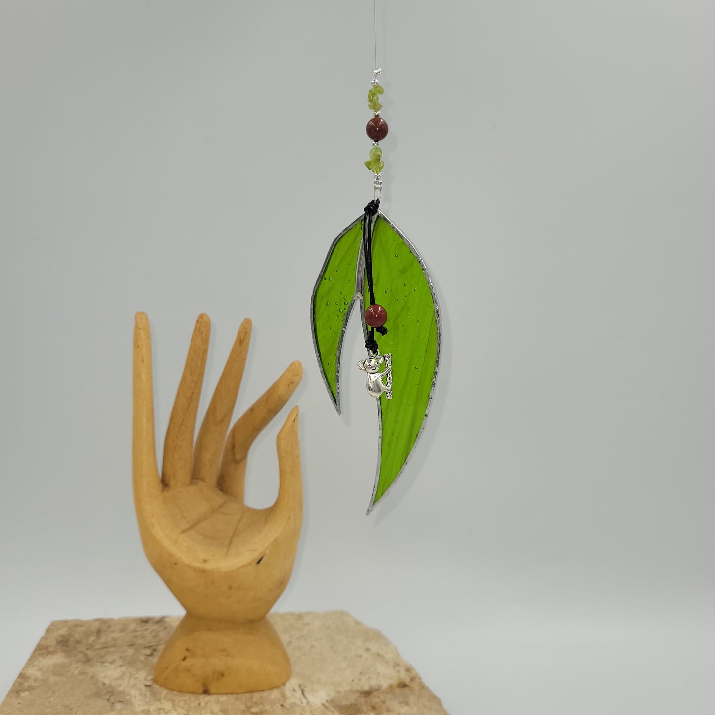 Hanging Stained Glass Gumleaf Koala charm
