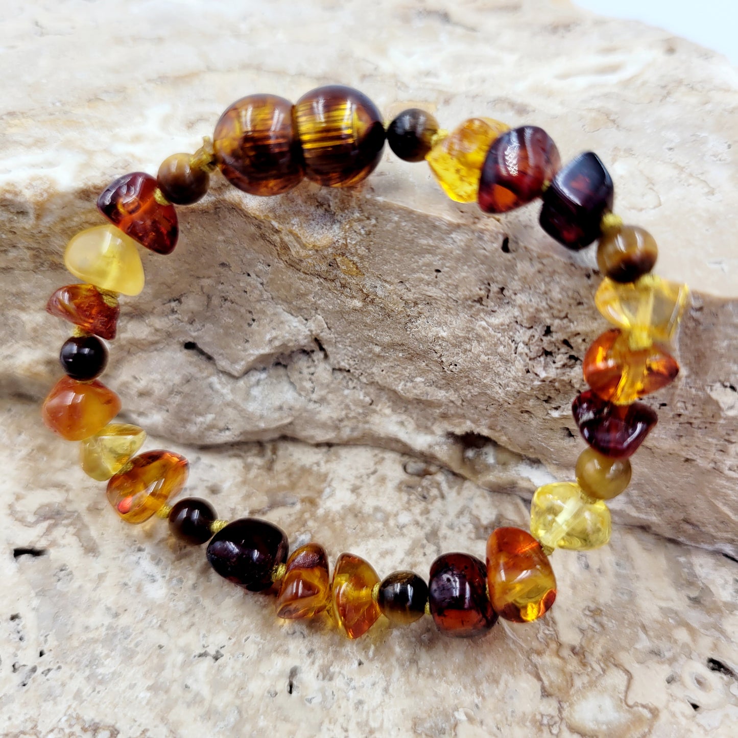 Amber Kids Bracelets/ Anklets (with Tiger Eye stone)