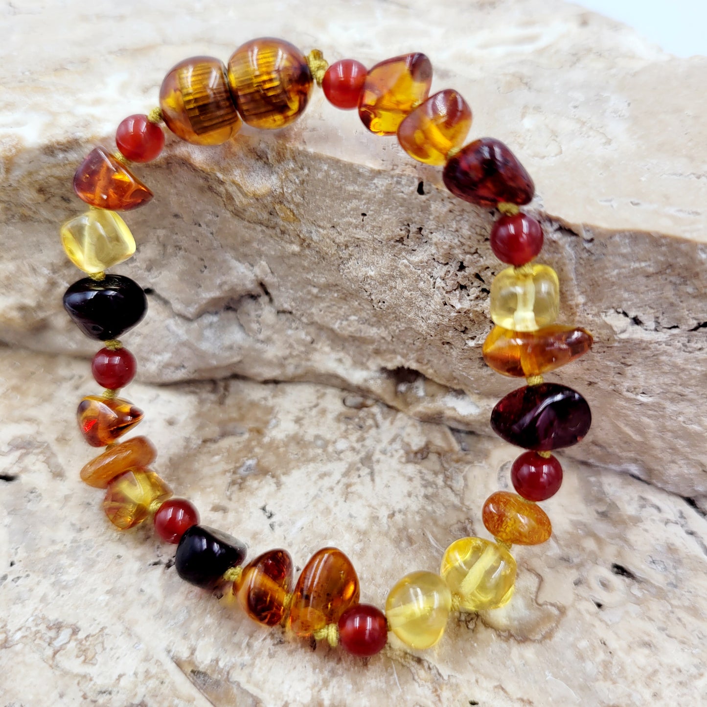 Amber Kids Bracelets/ Anklets (with Carnelian stone)