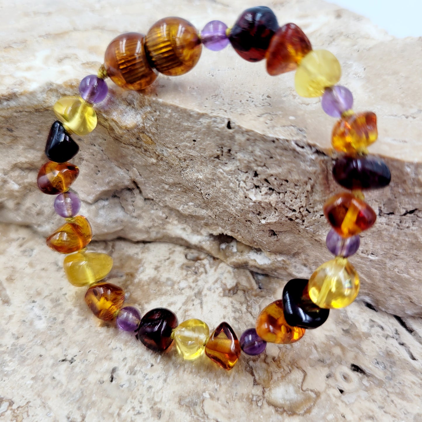 Amber Kids Bracelets/ Anklets (with Amethyst stone)
