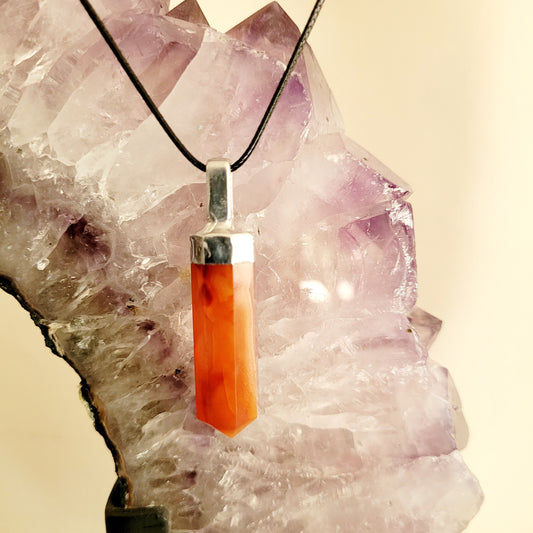 Carnelian Crystal Point Necklace