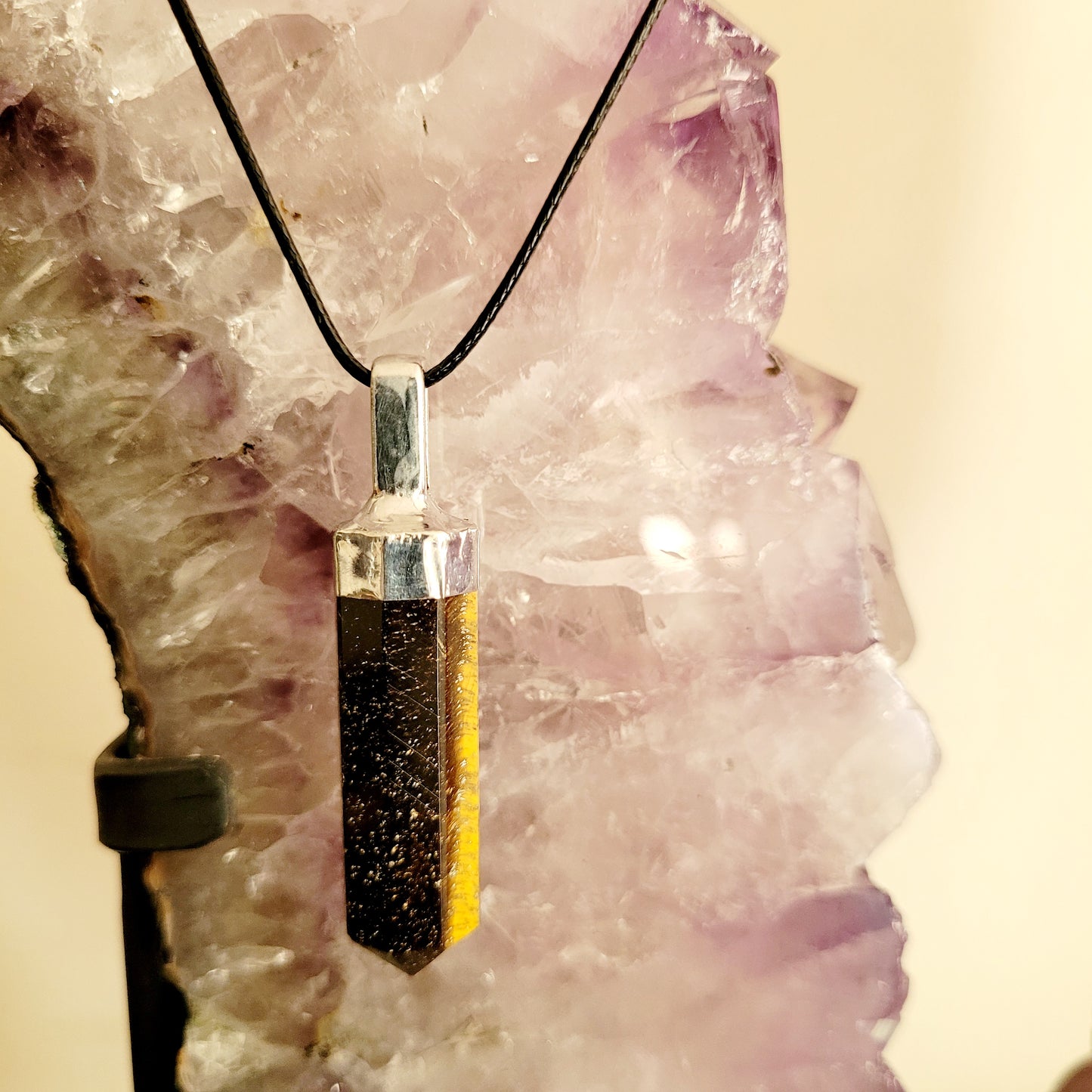Tiger Eye Crystal Point  Necklace
