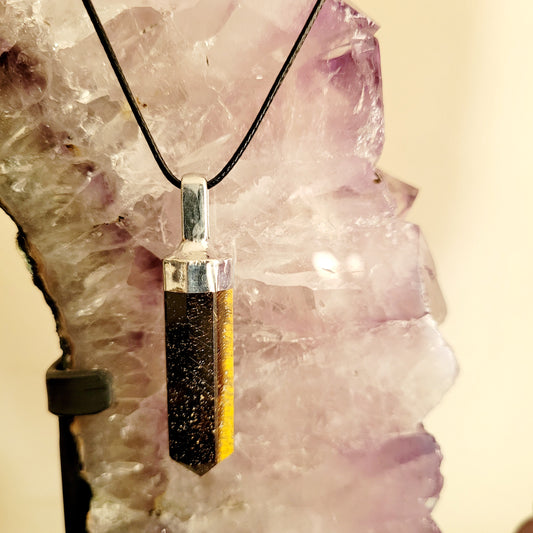 Tiger Eye Crystal Point  Necklace